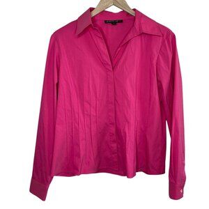 Lafayette 148 New York Womens fuchsia Pink Button-Up collared Shirt Size 10